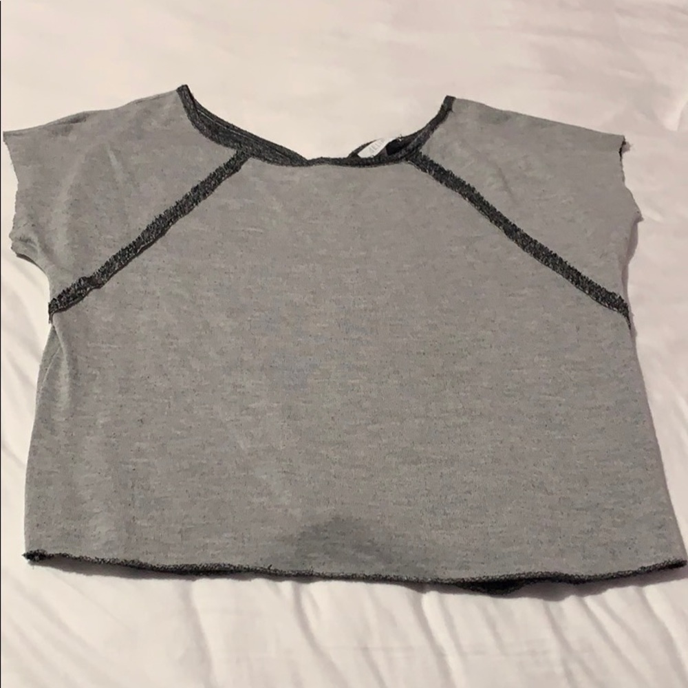 Gray open back top
